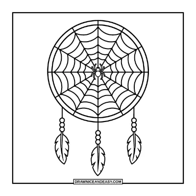 Spiderweb Dreamcatcher Coloring Page coloring page preview