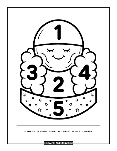 Spooky Full Moon Color by Number Coloring Page coloring page preview