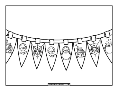 Spooky Halloween Bunting Coloring Page coloring page preview