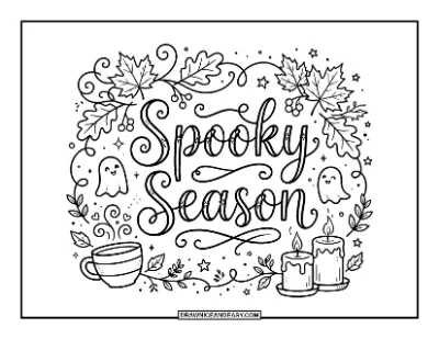 Spooky Season Lettering Coloring Page coloring page preview