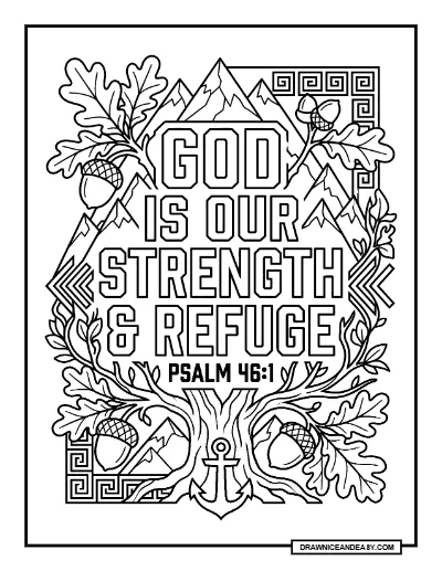 Strength Bible Verse Coloring Page: Inspiring Scripture Art Coloring Page – Free PDF coloring page preview