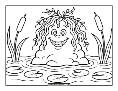 Swamp Monster Rising from the Water coloring page preview
