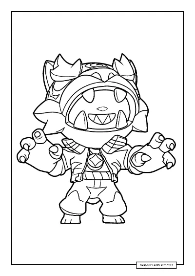Tiger IV Leon Brawl Stars Coloring Page – Free PDF coloring page preview