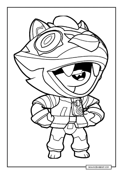 Tiger Shark Leon Brawl Stars Coloring Page – Free PDF coloring page preview