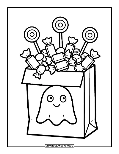 Trick-or-Treat Bag Full of Candy coloring page preview