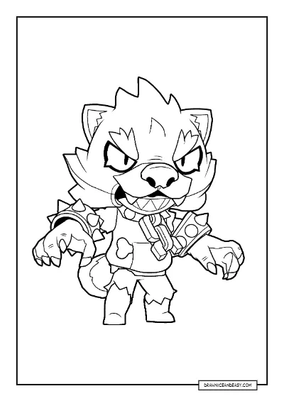 Werewolf Leon Brawl Stars Coloring Page – Free PDF coloring page preview