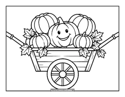 Wheelbarrow Full of Pumpkins Coloring Page coloring page preview