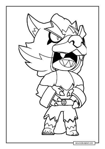 White Wolf Leon Brawl Stars Coloring Page – Free PDF coloring page preview