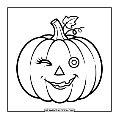 Winking Jack-o'-Lantern Coloring Page coloring page preview