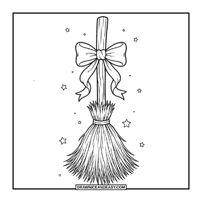Witch Broomstick Coloring Page coloring page preview