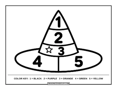 Witch Hat Color by Number Coloring Page coloring page preview