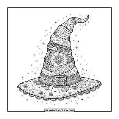 Witch Hat Mandala Coloring Page coloring page preview
