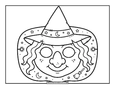 Witch Mask Coloring Page coloring page preview