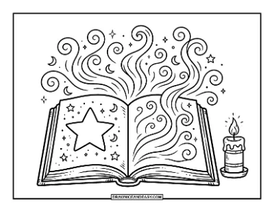 Witch Spell Book Coloring Page coloring page preview